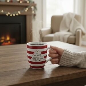 Marshalls Christmas Coffee Mug Red White Excellent Striped Holiday